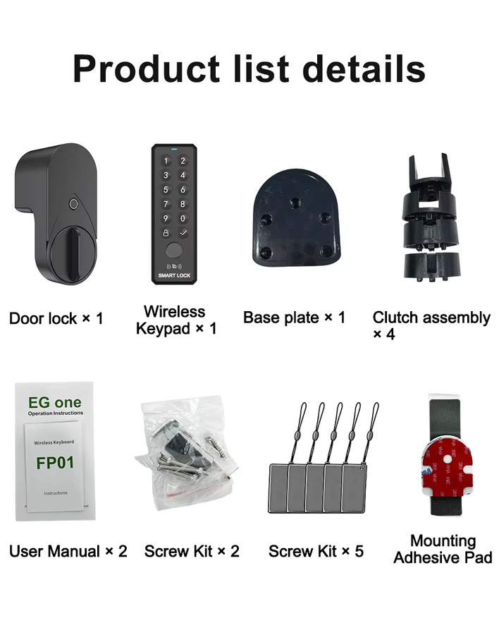 RAYKUBE EG one Tuya BLE Smart Lock Bundle mit Wireless Fingerprint und PIN Pad FP01 in Schwarz - Bild 5