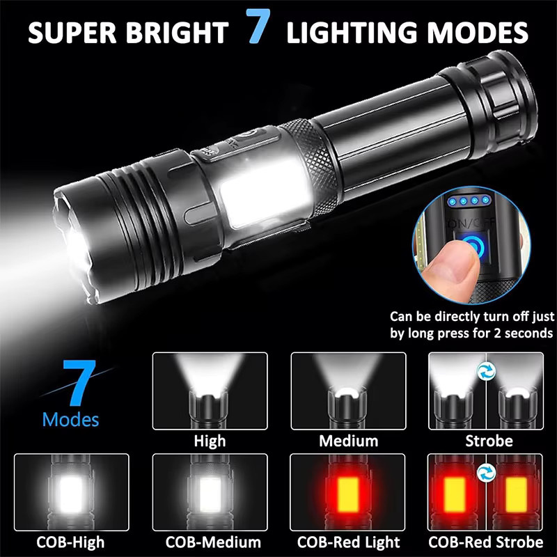 Heinast LED Taschenlampe mit wiederaufladbarem Akku in Schwarz - Bild 2