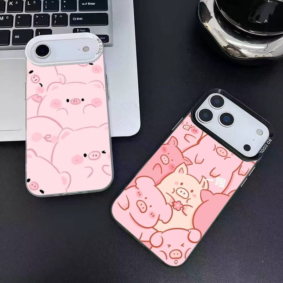 LuLu The Piggy Handyhülle für iPhone 12 13 14 15 16 17 Pro Max Plus mit Plating-Schutz in Pink - Bild 2