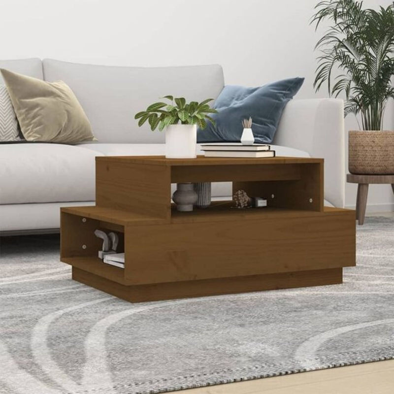 Vidaxl Couchtisch aus Massivholz Kiefer in Braun, rechteckig, B/T/H: 80 x 55 x 40,5 cm - Bild 1