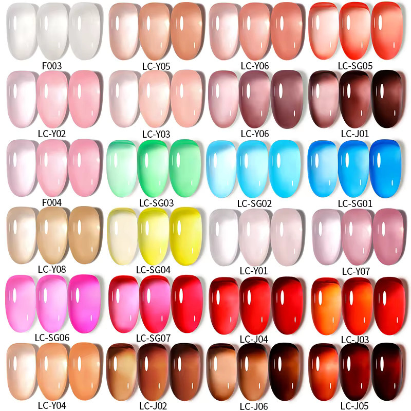 LILYCUTE Nagelgel Set, 6 Teile, Rosa Nude, Glänzend, 7 ml pro Stück - Bild 1