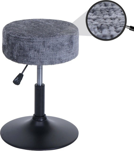 MCW Sitzhocker C22 höhenverstellbar und drehbar mit Chenille-Stoffbezug in Dunkelgrau, Durchmesser: 37 cm - Bild 1