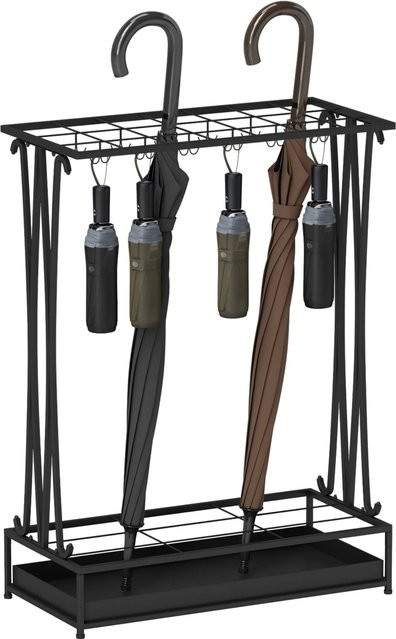 HOMCOM Schirmhalter aus Stahl mit 24 Haken in Schwarz, B/T/H: 24 x 50 x 68 cm - Bild 1