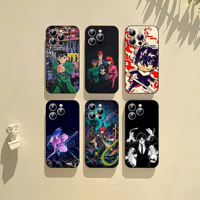 Anime YuYu Hakusho Handyhülle in Schwarz passend für iPhone 17, 16, 15, 14, 13, 11 Pro Max, Plus, X, XR, XS Max und 13 Mini - Bild 1