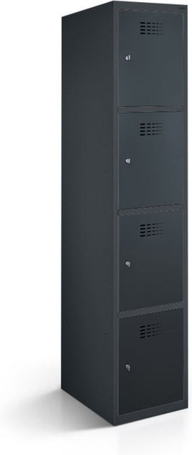 rotstahl Fächerschrank mit 4 Fächern aus Stahlblech in Anthrazit, B/T/H: 30 x 50 x 180 cm - Bild 1