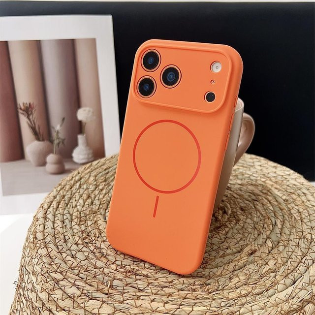 ESUFEIDA Flüssigsilikon-Handyhülle für iPhone 17 Pro Max 16 15 14 13 kompatibel mit MagSafe Stoßfest und Weich in Braun - Bild 1
