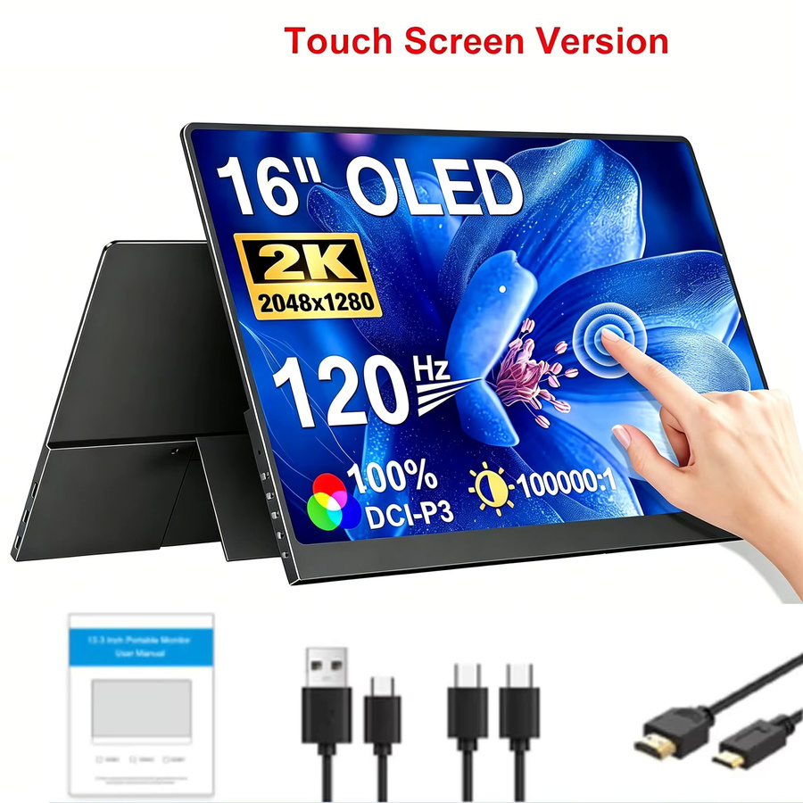 MISSUN Tragbarer 2K OLED Monitor 16,0 Zoll mit 120Hz, QHD Display, 100% DCI-P3 und Augenschutz in Schwarz - Bild 6