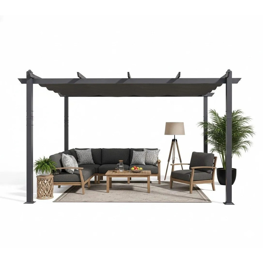 Purple Leaf Aluminium Pavillon mit Schiebedach in Grau, B/T/H: 300 x 300 x 245 cm - Bild 2