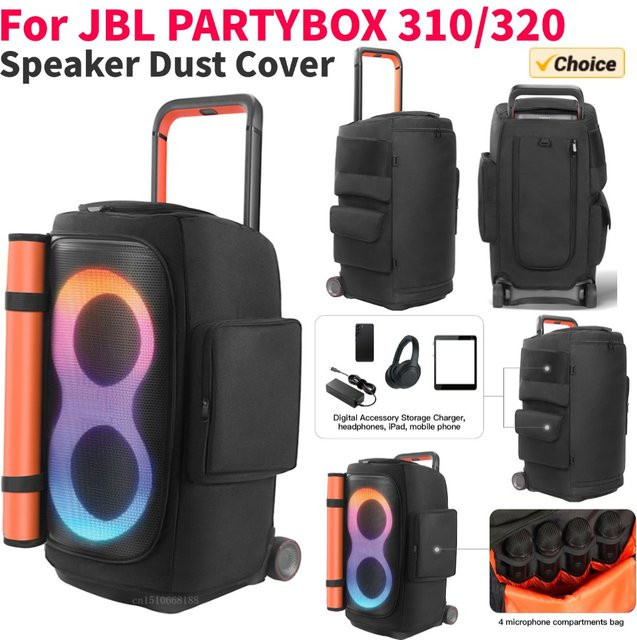 ALLOYSEED Staubgehäuse für JBL PARTYBOX 520, gepolsterte Lautsprecher-Schutzhülle mit Reißverschluss, Schwarz - Bild 1