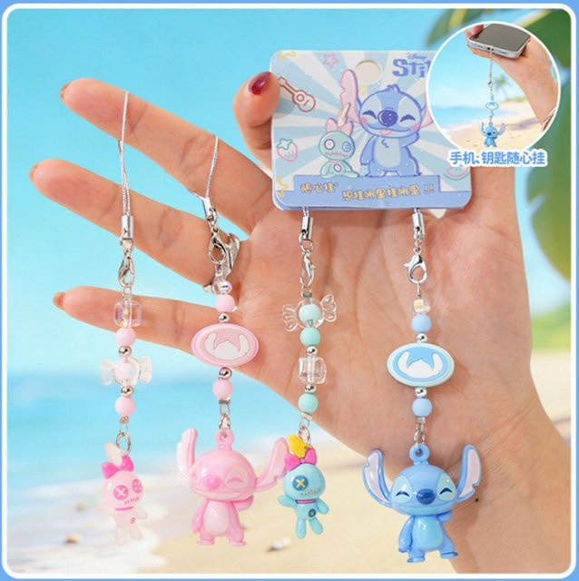 Disney Stitch Cartoon Schlüsselanhänger, Mini-Figuren, Blau, Kunststoff - Bild 1