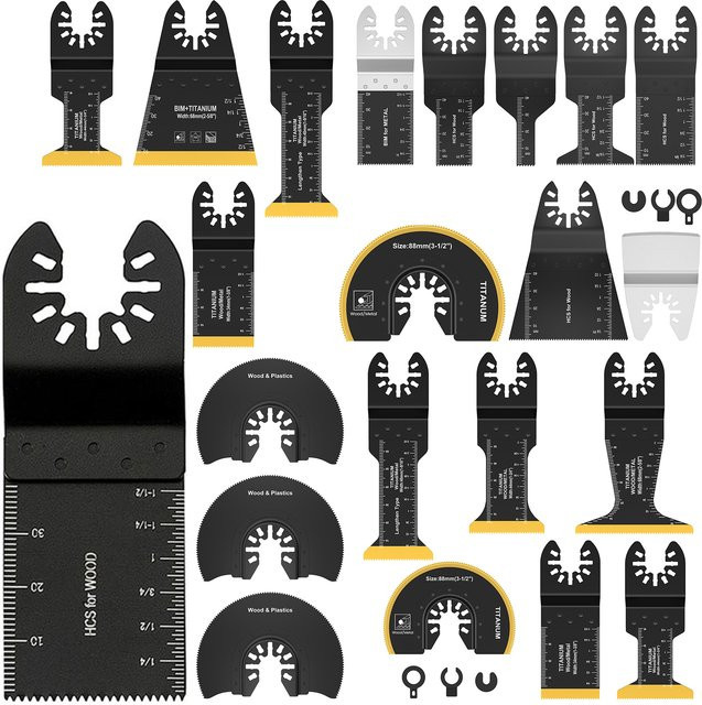 Toorise Multitool-Klingen für oszillierende Sägen zum Schneiden von Holz, Metall und Kunststoff, Schwarz - Bild 1
