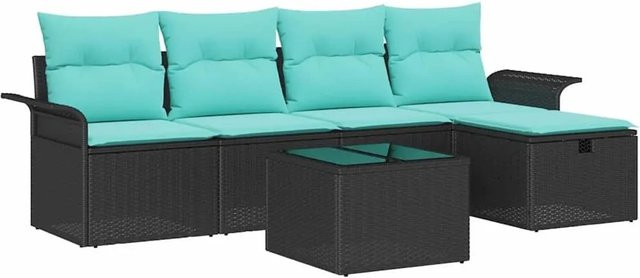 vidaXL Gartenmöbel-Set aus Polyrattan mit L-Form, 6-teiliges Lounge-Set mit Polsterkissen und integriertem Stauraum für Garten und Balkon - Bild 1