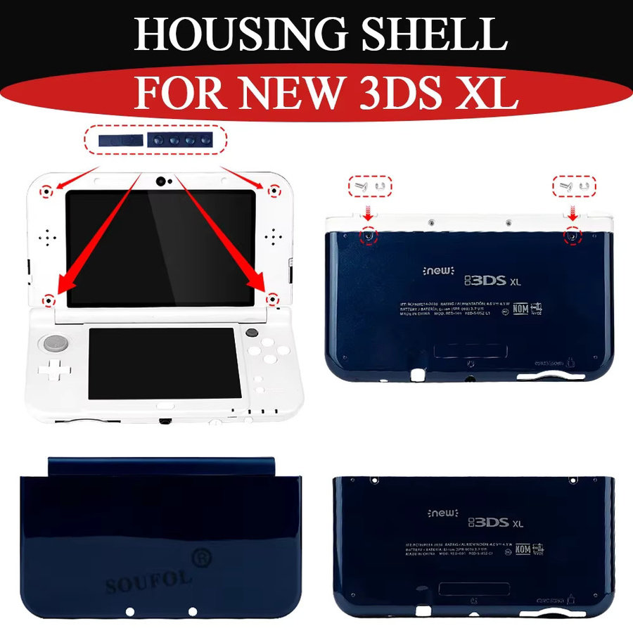 Royaldraid Ersatzgehäuse für New 3DS XL in Blau, Vorder- und Rückseite als Oberteil und Unterteil - Bild 4