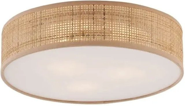 QAZQA Trammy Orientalische Rattan Deckenleuchte in Beige und Holzoptik, Durchmesser: 38 cm - Bild 1