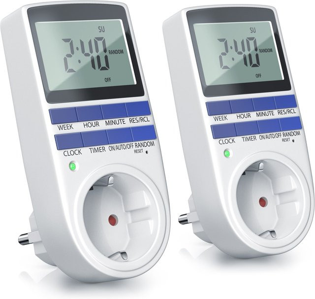 BEARWARE 2er-Set Digitale Zeitschaltuhr in Weiß mit 2,1 Zoll LCD-Display, max. 3680W und 10 Programmen inklusive Zufallsschaltung - Bild 1