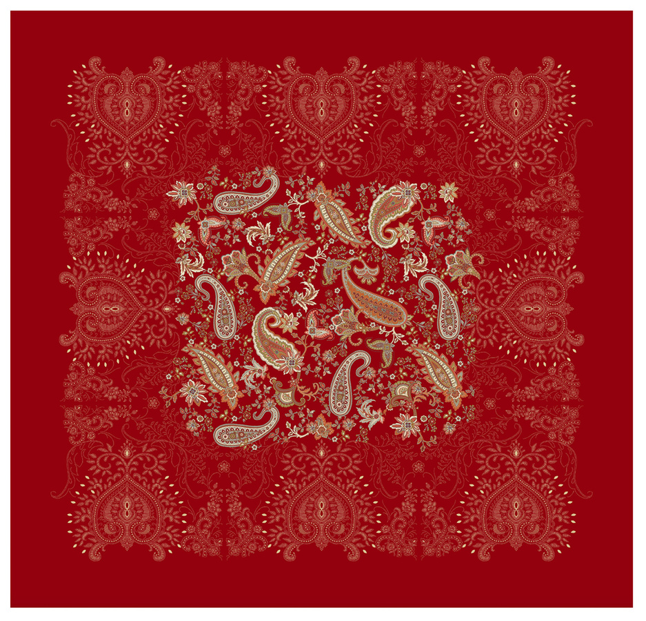 Bassetti Tischdecke Twill MONNALISA aus Baumwolle in Rot mit floralem Muster - Bild 1
