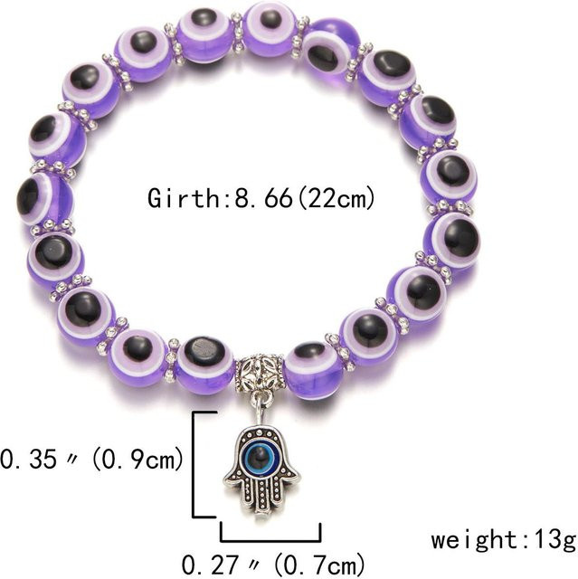 Armband Nazar Hand Fatimas, Harzperlen, Damen, grau - Bild 1