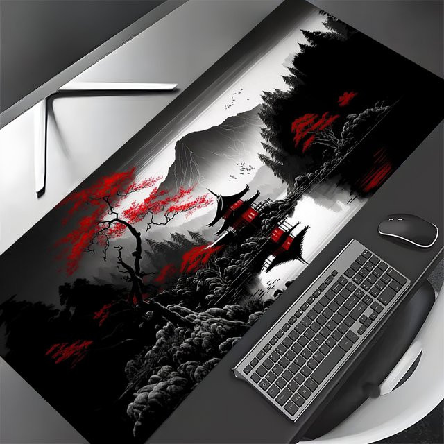 Mairuige Sakura Scenery Gaming-Mauspad Rutschfeste Schreibtischunterlage mit Genähtem Rand B/B: 100 x 50 cm - Bild 1
