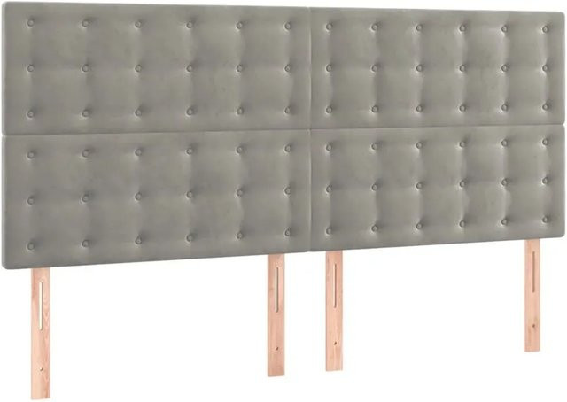 vidaXL LED Kopfteil aus Samt in Hellgrau mit USB-Ladeport und integrierter Beleuchtung, B/T/H: 160 x 5 x 118 cm - Bild 1
