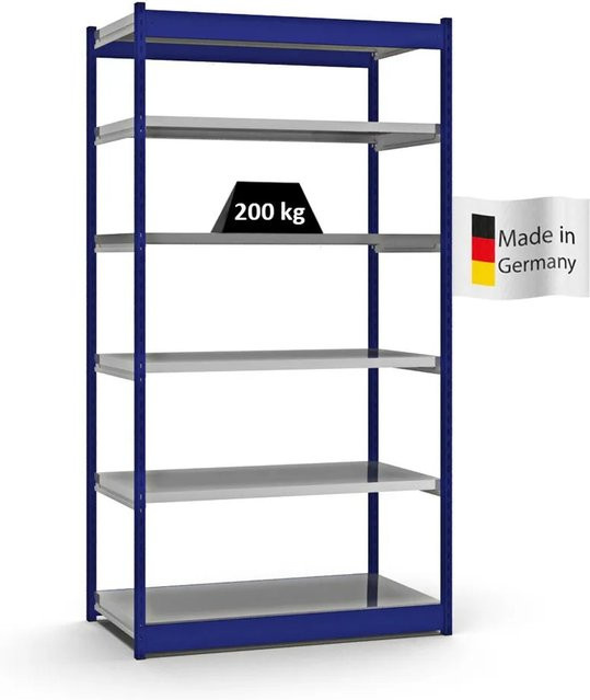 PROREGAL Fachbodenregal Stecksystem mit 6 Ebenen in Enzianblau, H x B x T: 250 x 132,5 x 60 cm - Bild 1