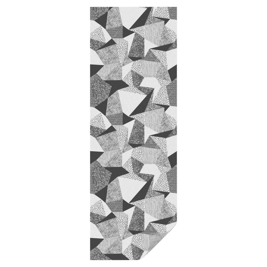 Tulup Buntglasfolie mit geometrischen Figuren als selbstklebender Sichtschutz für Fenster, Schwarz-Weiß, Breite: 50 cm, Höhe: 146 cm - Bild 2