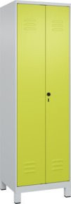 C+P PSA Doppel-Spind Classic PLUS mit 2 Abteilen, Füße, Lichtgrau und Clowngrün, B/T/H: 195 x 60 x 50 cm - Bild 1