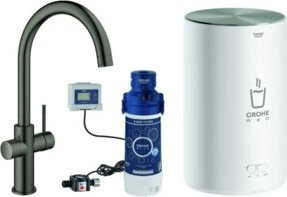 Grohe Spültisch-Einhebelmischer Red Duo für die Küche in Anthrazit Grau gebürstet mit Boiler und schwenkbarem Auslauf - Bild 1