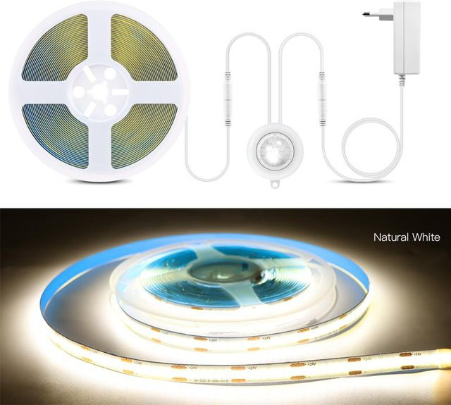 MALITAI COB LED Streifen mit PIR Bewegungssensor, 24V, Weiß, 10m - Bild 1