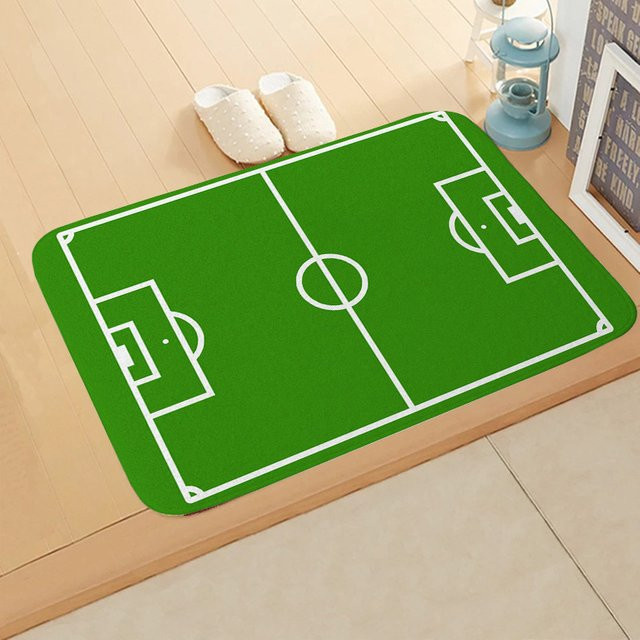VIKAMA Fußballplatz-Fußmatte in Grün, schmutzabweisend und rutschfest, B/B/H: 60,0 x 40,0 x 1,0 cm - Bild 1