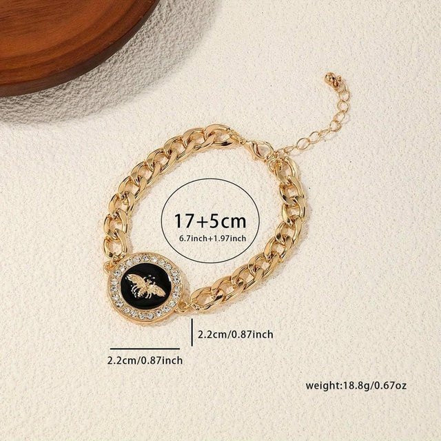 LChome Kettenarmband, Löwenkopf, Messing, Gold, Zirkonia, Damen - Bild 1