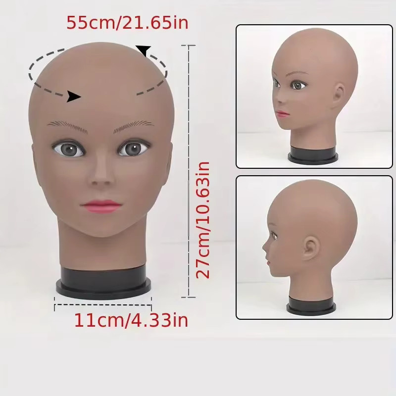 Glatz Perückenständer mit Glatzkopf-Modell, 57 cm, Unisex - Bild 3