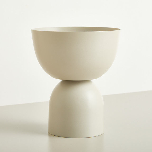 Metallschale mit Sockel von BLUME2000 in Taupe und Beige, Durchmesser: 16,0 cm, Höhe: 1,0 cm - Bild 1