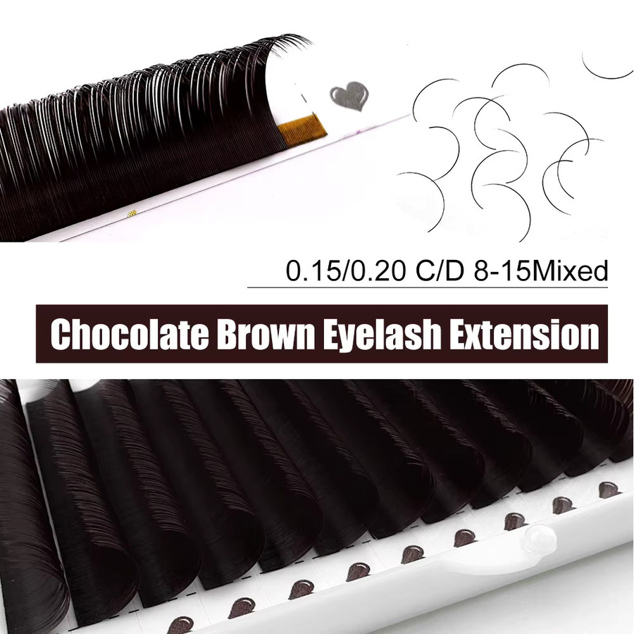 ABONNIE Brown Ellipse Flat Wimpernverlängerung, 0,15 0,20, Einzelwimpern - Bild 3