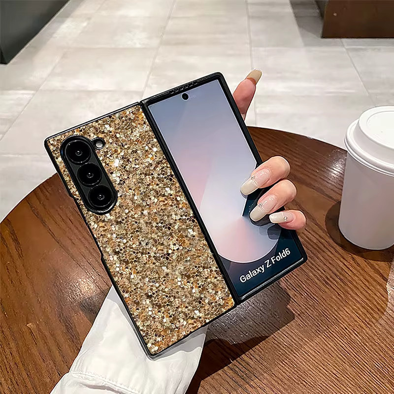 Luxuriöse Glänzende Kunstdiamant-Strass-Handyhülle aus hartem PC für Samsung Galaxy Z Fold 7 6 5 4 3 5G in Gold und Multicolour - Bild 2