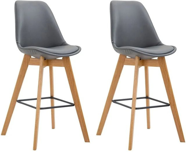 2er Set Barhocker DELUKE GIKAR aus Kunstleder in Grau mit Lehne, B/T/H: 48 x 56 x 112 cm - Bild 1