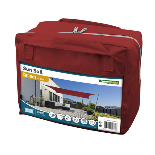 WINDHAGER Sonnensegel rechteckig aus Polyester in Rot, B/T: 400 x 500 cm - Bild 2