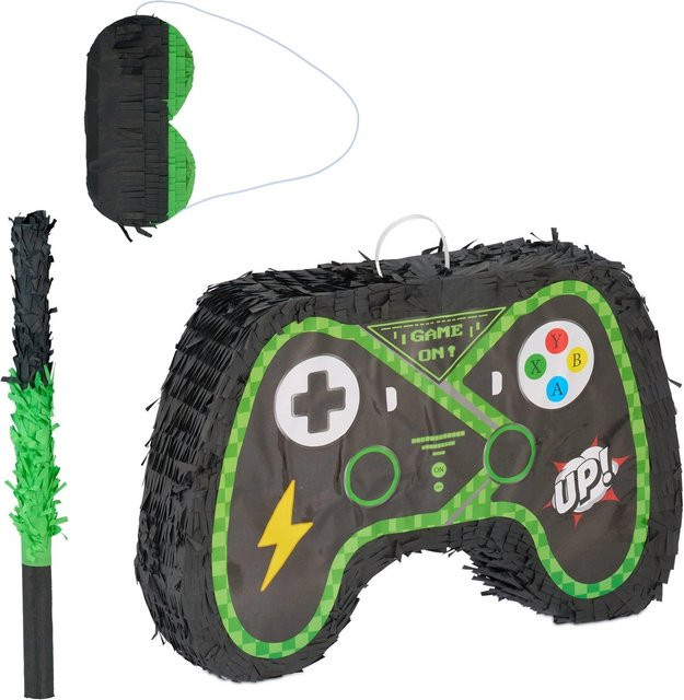 Relaxdays Controller Pinata Set mit Stab und Maske - Bild 1