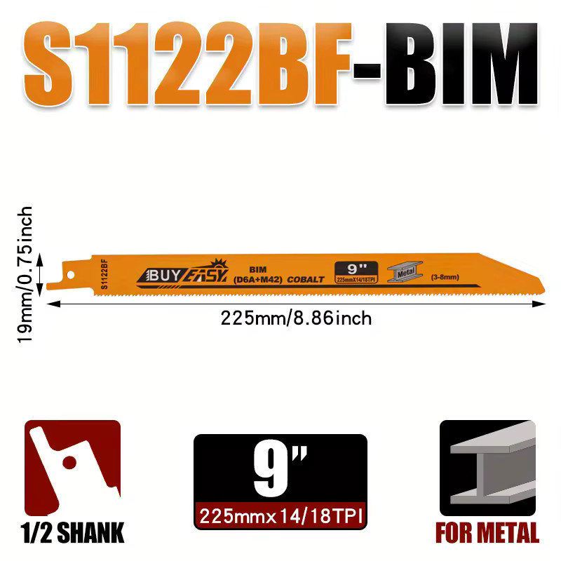 6-teiliges Bimetall-Säbelsägeblatt-Set für Metall, Holz und Kunststoff in Orange - Bild 2