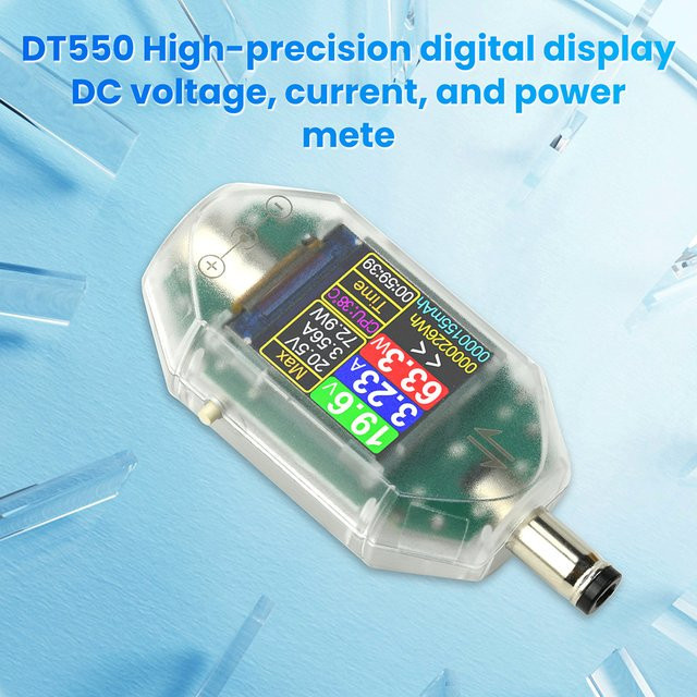 Gaqqee DT550 Digitales Multimeter mit Voltmeter, Amperemeter und Wattmeter, DC 4,5-50V, 0-6A, DC 5,5x2,5 Schnittstellentester, Schwarz - Bild 1