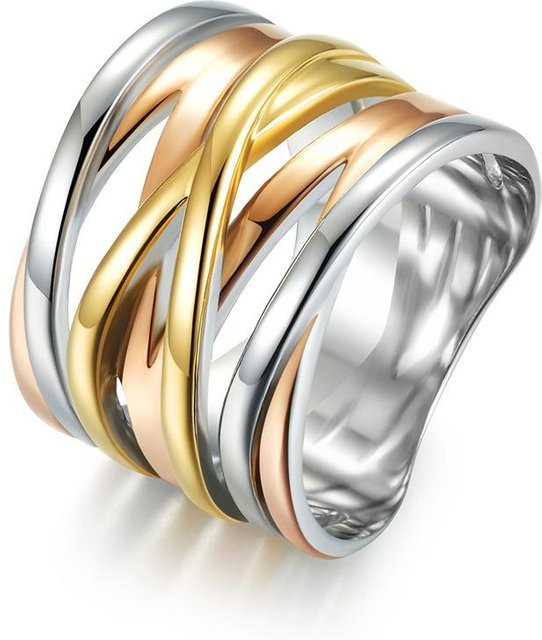 YIRAN Ring, dreifarbiger Farbverlauf, Edelstahl, Damen, Größe 8 - Bild 1