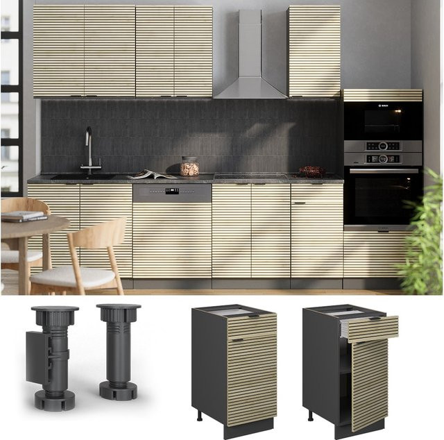 Vicco Schubunterschrank Fame-Line in Anthrazit und Eiche mit Arbeitsplatte, Breite: 40 cm - Bild 1