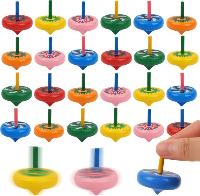 ZQNYCY Mini Holz Kreisel, Bunt, 12-teiliges Set - Bild 1