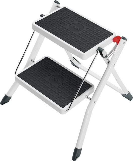 Hailo MK60 StandardLine Trittleiter aus Stahl und Kunststoff, 2-stufig, Weiß/Anthrazit - Bild 1