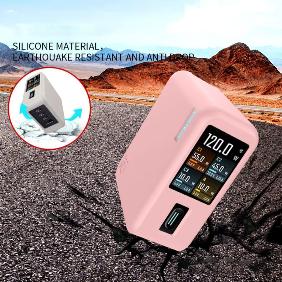 Stoßfeste Silikonhülle für CUKTECH 10 Ultra GaN Ladegerät 120 W in Grau oder Pink - Bild 1