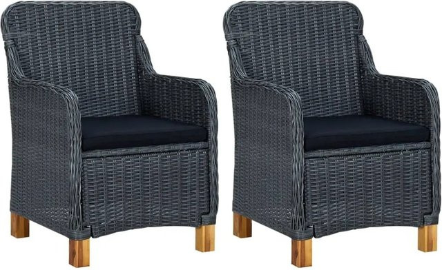 Furnicato Gartenstuhl Outdoor Serie in Grau mit Armlehnen und Polsterung aus UV-beständigem Polyester und Stahl, B/T/H: 62 x 65 x 92 cm - Bild 1