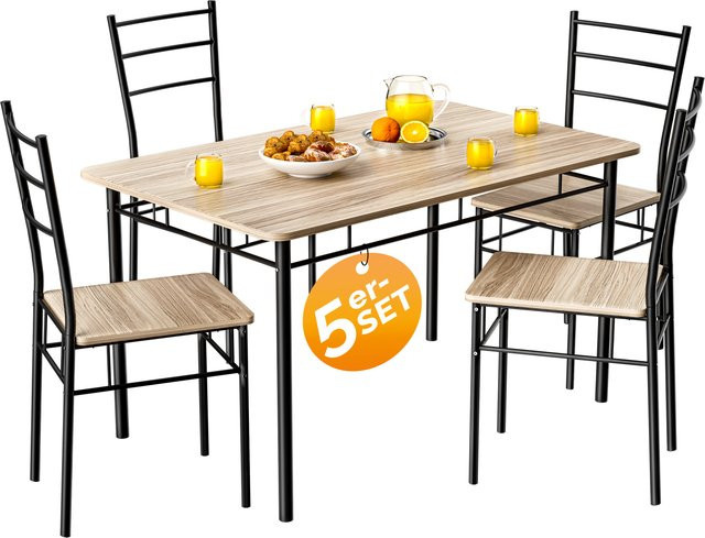 CASARIA Sitzgruppe Leo 5-tlg in Eiche im Industrial-Look für Esszimmer und Homeoffice - Bild 1