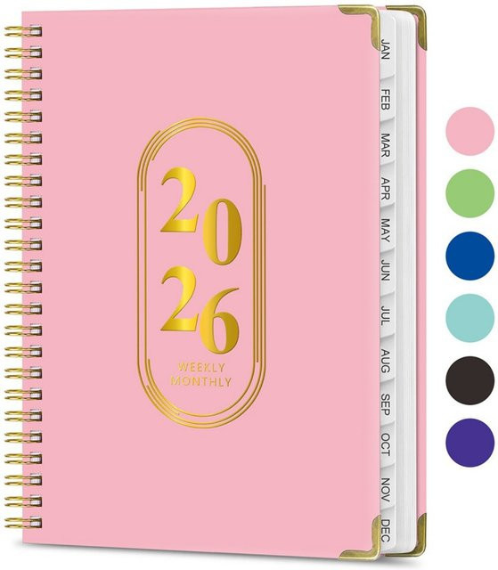A5 Spiralnotizbuch mit elastischem Verschluss und linierten Seiten für Büro und Tagebuch, Blau oder Pink - Bild 1