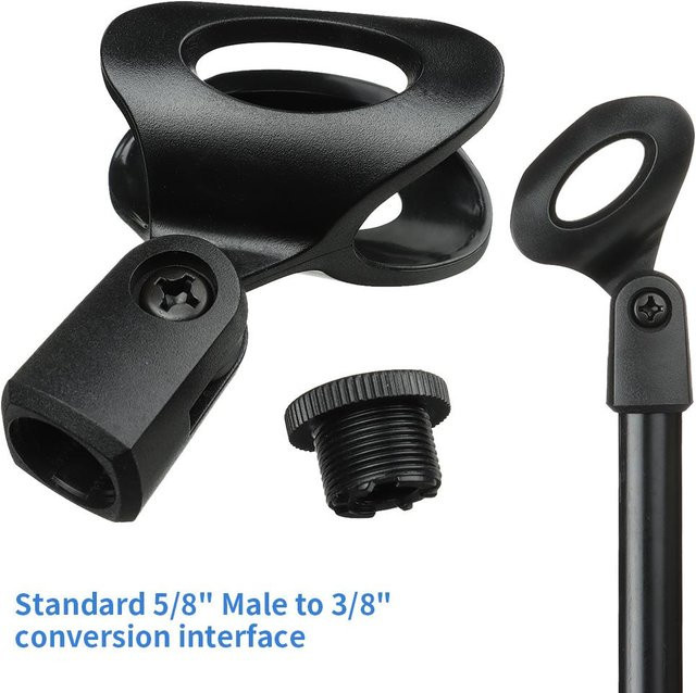 LONGPEAN Mikrofon-Clip Set, 4 Stück universelle Mikrofonhalterung für kabelgebundene und kabellose Mikrofone, Schwarz - Bild 1