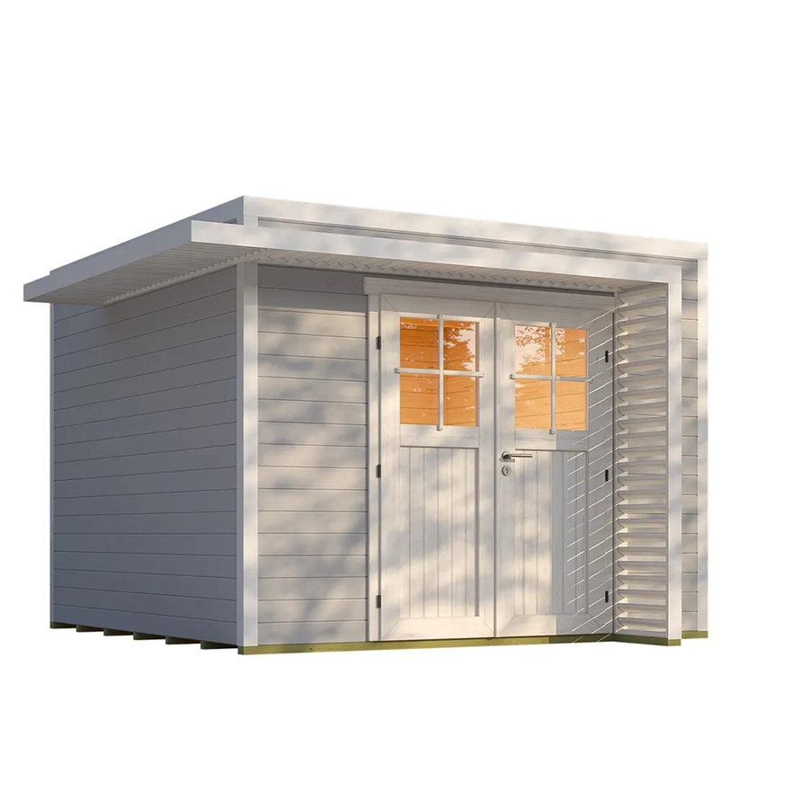Weka Gartenhaus Amberley mit Doppeltür in Grau-Weiß, modernes Holzgartenhaus mit Flachdach, B/T: 300 x 300 cm - Bild 2