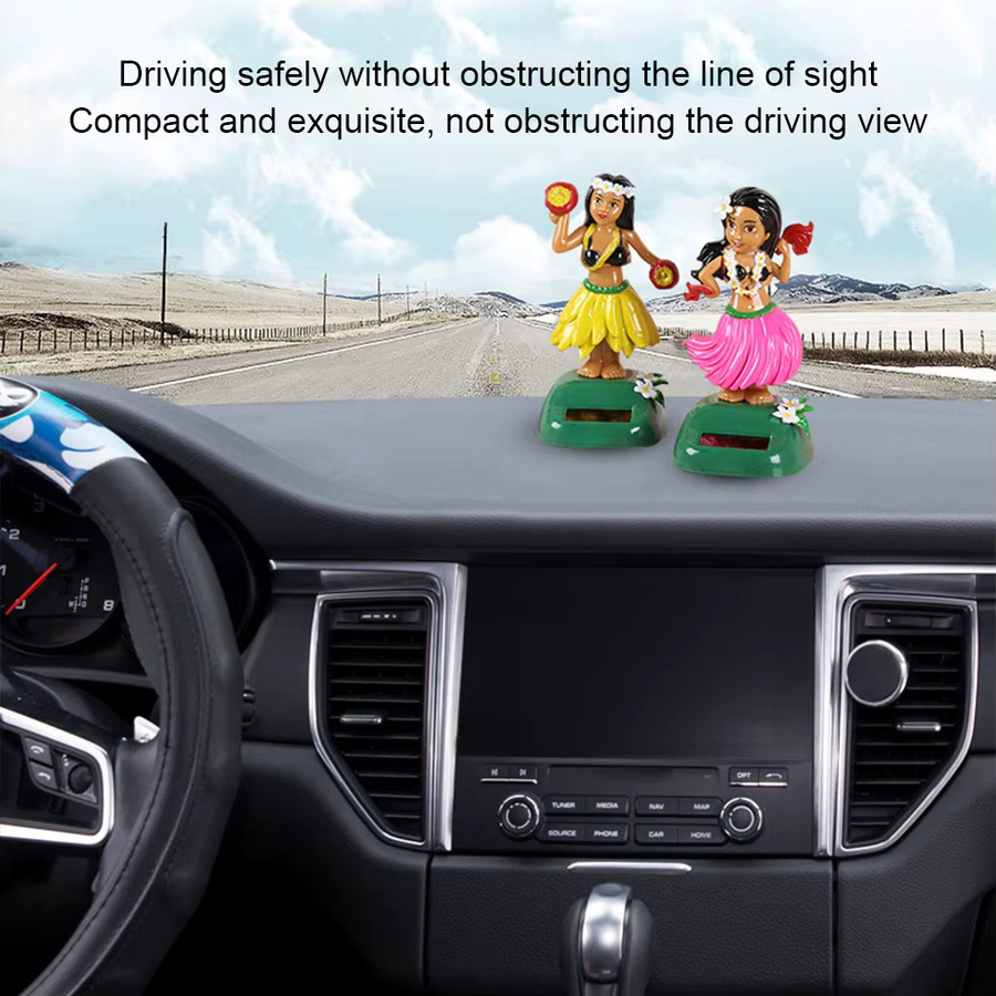 Solarbetriebene Cartoon-Wackelkopfpuppe als Auto-Ornament im hawaiianischen Design, mehrfarbig - Bild 4